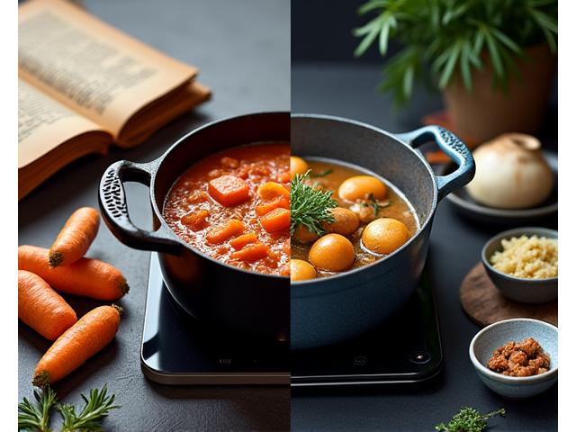 Main d'un chef travaillant des herbes fraîches et main tenant une tablette numérique avec une recette moderne