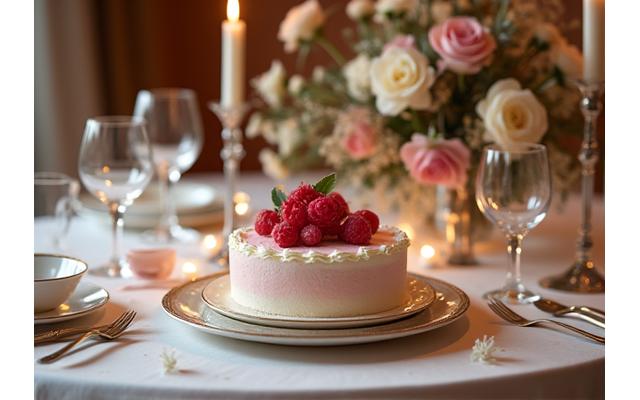 Fête d'anniversaire élégante avec gâteau gastronomique