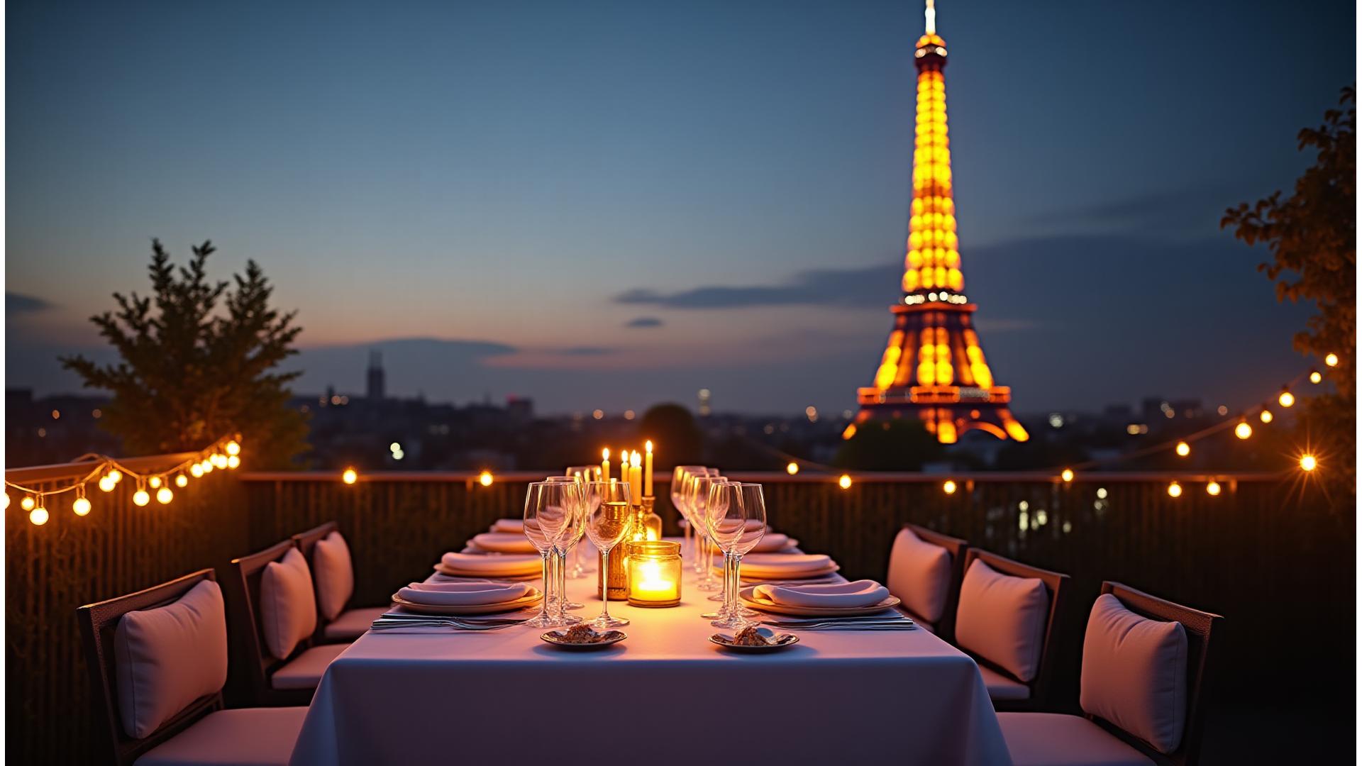Rooftop parisien avec vue sur la Tour Eiffel