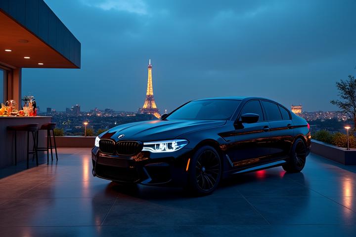 Lancement de voiture sur un rooftop des Champs-Élysées