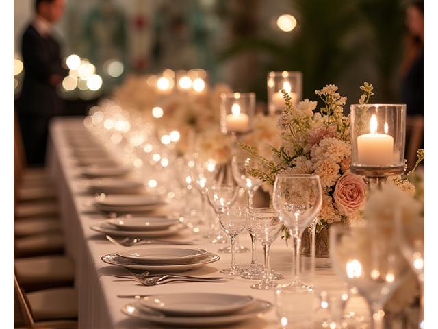 Table de mariage élégante avec des fleurs