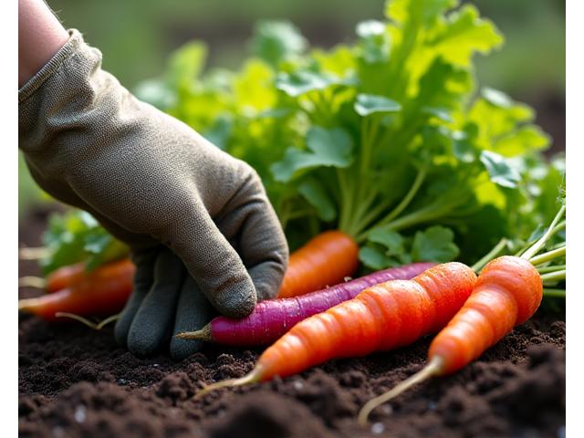 Main récoltant des légumes frais dans un jardin biologique