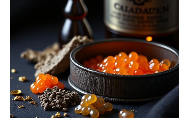 Caviar, truffe, et produits de luxe dans un écrin élégant
